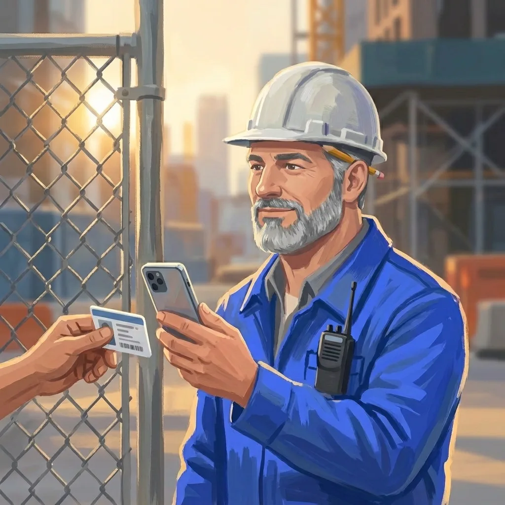 Chief Mike checking SST cards at the site gate